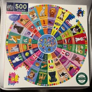 Dogs of the World 500 Piece Round Puzzle - Multicolor